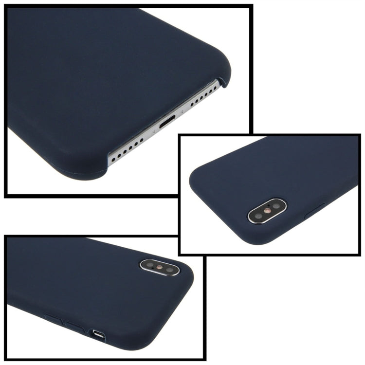For iPhone X / XS Pure Color Liquid Silicone + PC Dropproof Protective Back Cover Case