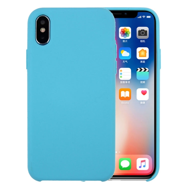 For iPhone X / XS Pure Color Liquid Silicone + PC Dropproof Protective Back Cover Case