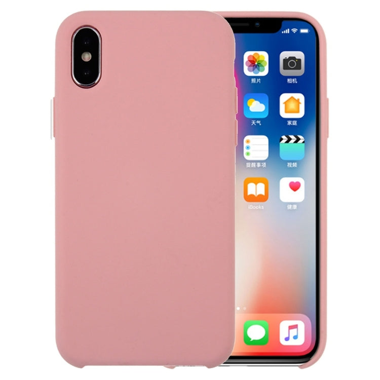 For iPhone X / XS Pure Color Liquid Silicone + PC Dropproof Protective Back Cover Case