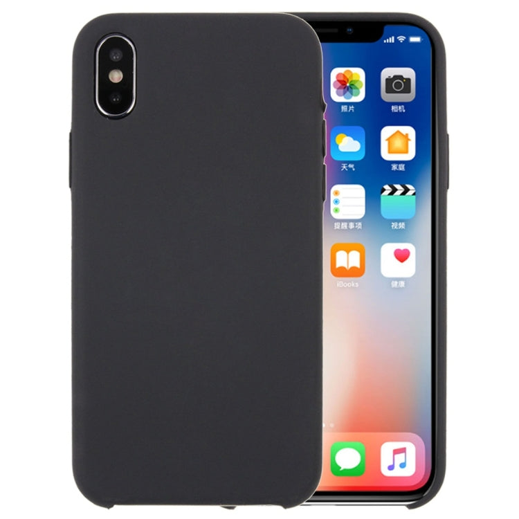 For iPhone X / XS Pure Color Liquid Silicone + PC Dropproof Protective Back Cover Case