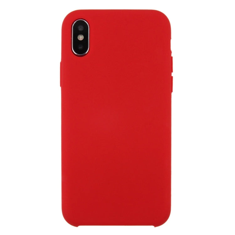 For iPhone X / XS Pure Color Liquid Silicone + PC Dropproof Protective Back Cover Case