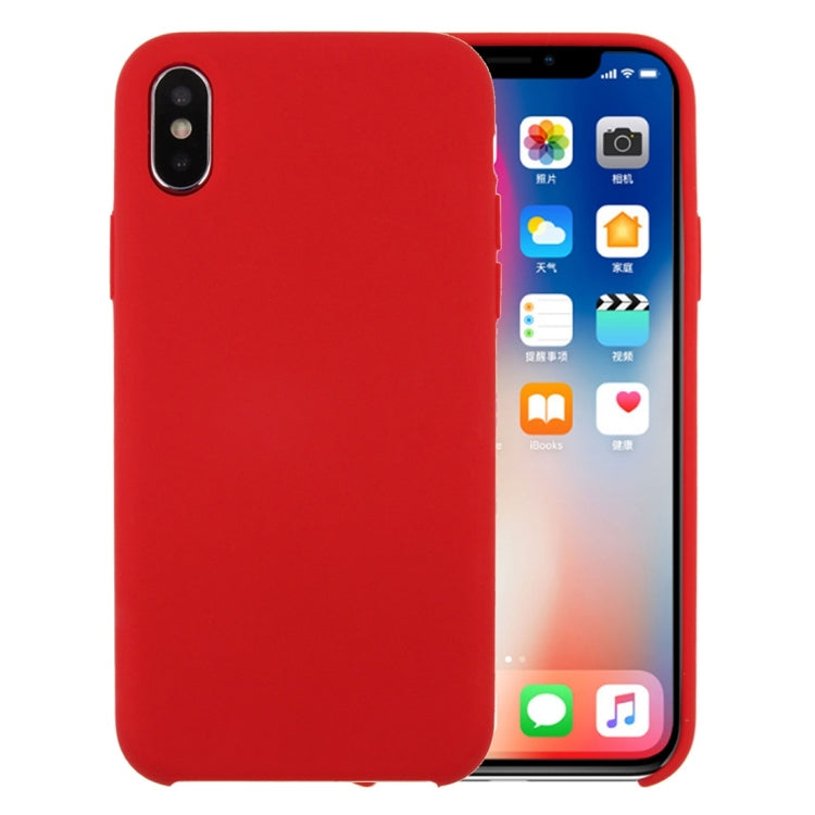 For iPhone X / XS Pure Color Liquid Silicone + PC Dropproof Protective Back Cover Case