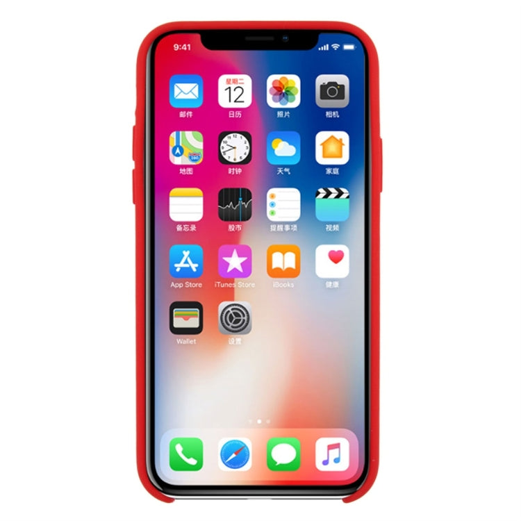 For iPhone X / XS Pure Color Liquid Silicone + PC Dropproof Protective Back Cover Case