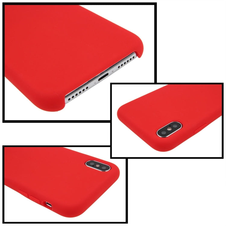 For iPhone X / XS Pure Color Liquid Silicone + PC Dropproof Protective Back Cover Case