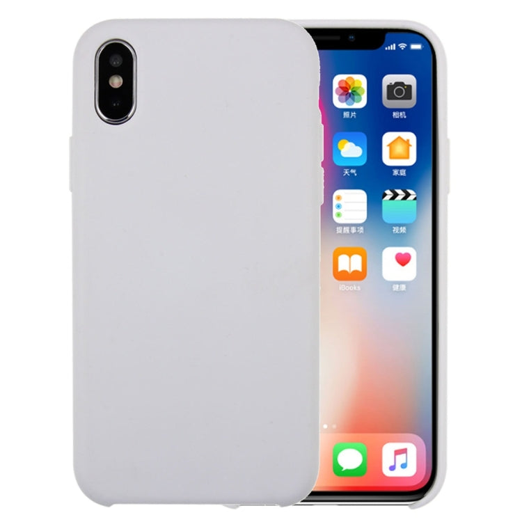 For iPhone X / XS Pure Color Liquid Silicone + PC Dropproof Protective Back Cover Case