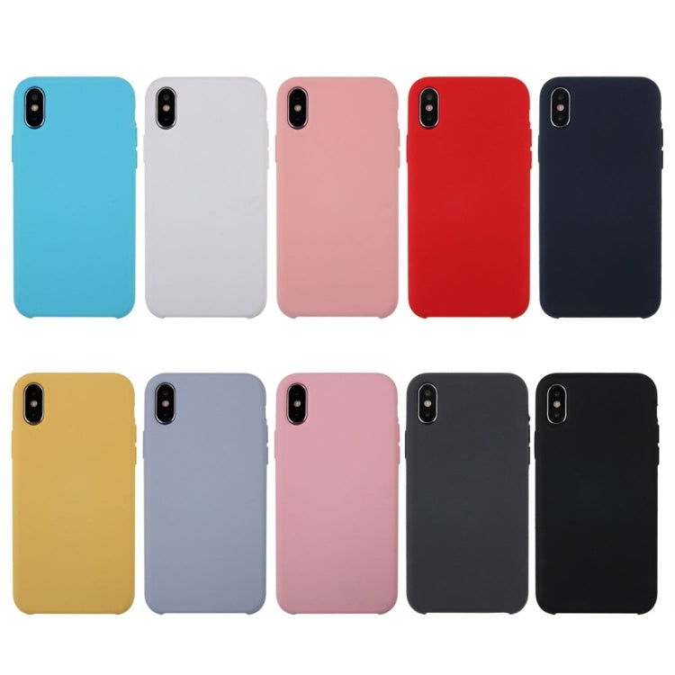 For iPhone X / XS Pure Color Liquid Silicone + PC Dropproof Protective Back Cover Case