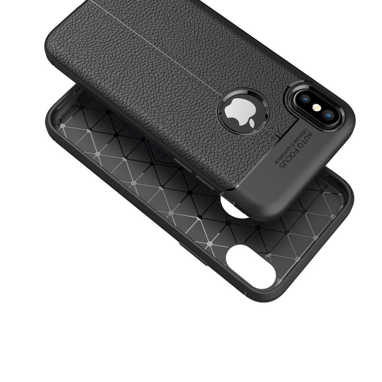 For iPhone X / XS Litchi Texture TPU Protective Back Cover Case