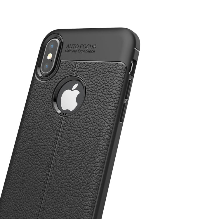 For iPhone X / XS Litchi Texture TPU Protective Back Cover Case