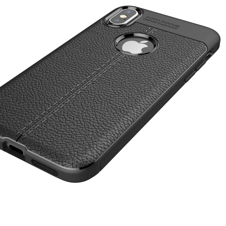 For iPhone X / XS Litchi Texture TPU Protective Back Cover Case