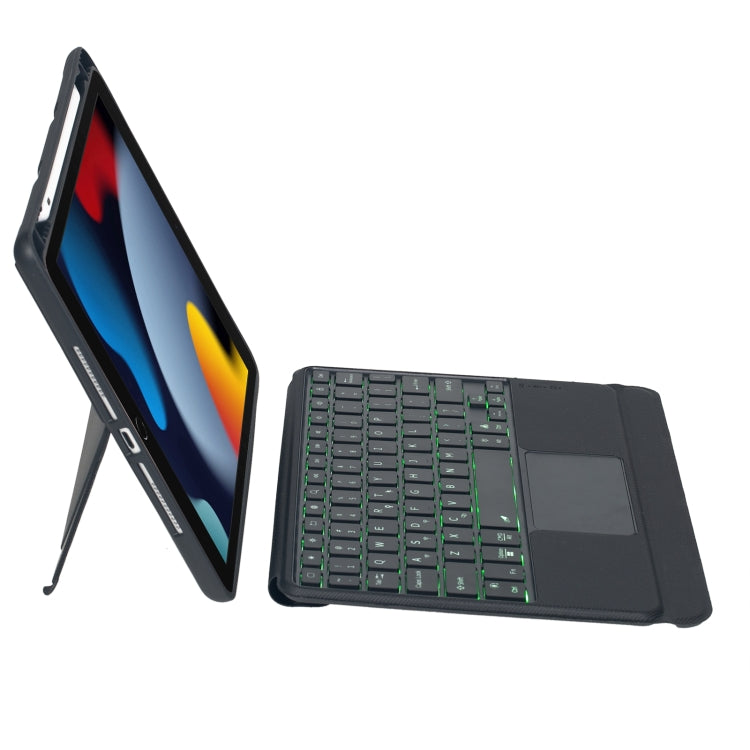 T102-AS For iPad 10.2 2021/2020/2019 / Air 3 10.5/Pro 10.5 Touch Backlight Split Type Bluetooth Keyboard Leather Case, T102-AS