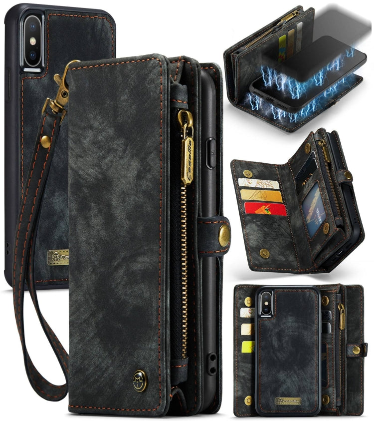 For iPhone XS Max CaseMe Detachable Multifunctional Horizontal Flip Leather Case with Card Slot & Holder & Zipper Wallet & Photo Frame