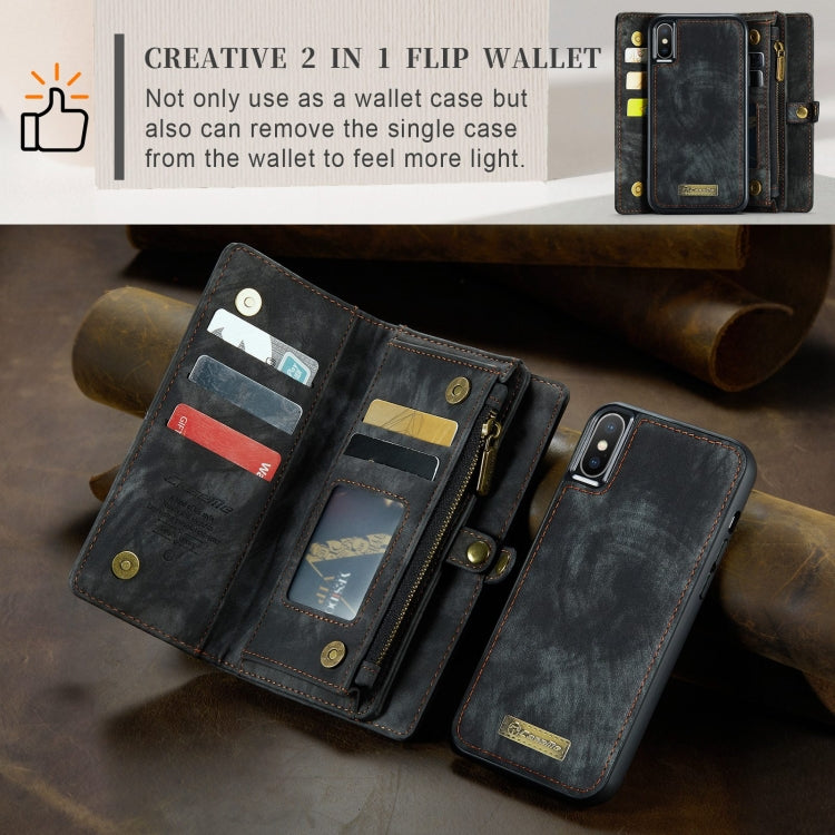 For iPhone XS Max CaseMe Detachable Multifunctional Horizontal Flip Leather Case with Card Slot & Holder & Zipper Wallet & Photo Frame
