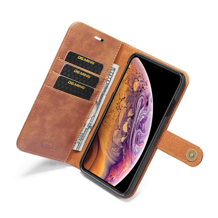 For iPhone XS Max DG.MING Crazy Horse Texture Flip Detachable Magnetic Leather Case with Holder & Card Slots & Wallet