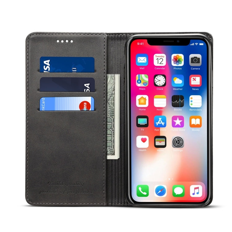For iPhone XS Max Suteni Calf Texture Horizontal Flip Leather Case with Holder & Card Slots & Wallet
