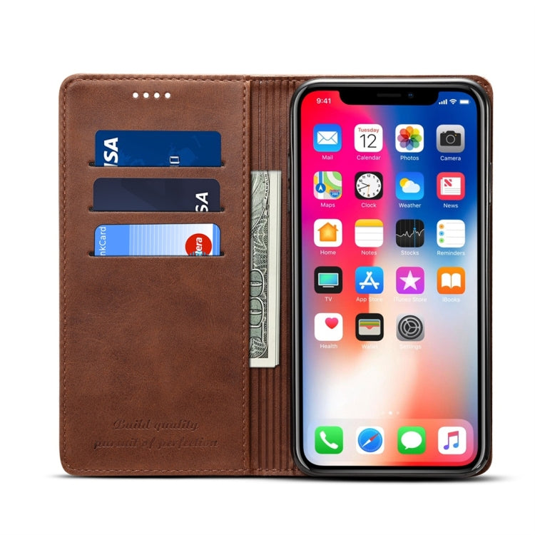 For iPhone XS Max Suteni Calf Texture Horizontal Flip Leather Case with Holder & Card Slots & Wallet