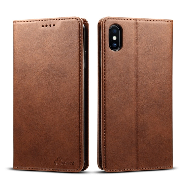 For iPhone XS Max Suteni Calf Texture Horizontal Flip Leather Case with Holder & Card Slots & Wallet