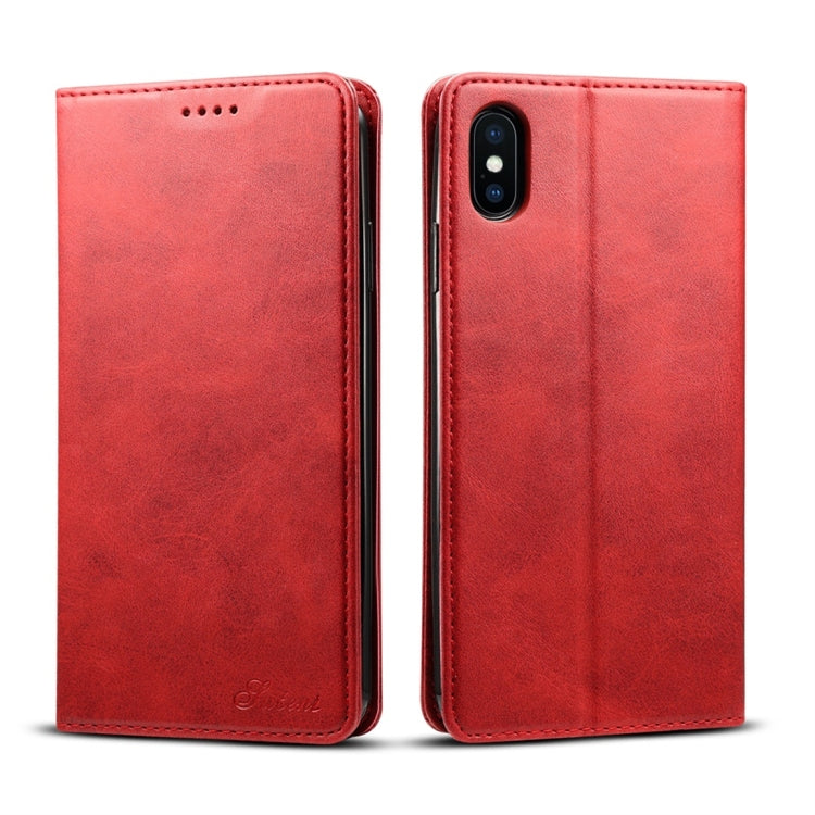 For iPhone XS Max Suteni Calf Texture Horizontal Flip Leather Case with Holder & Card Slots & Wallet