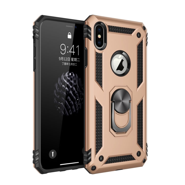 For iPhone XS Max Armor Shockproof TPU + PC Protective Case with 360 Degree Rotation Holder