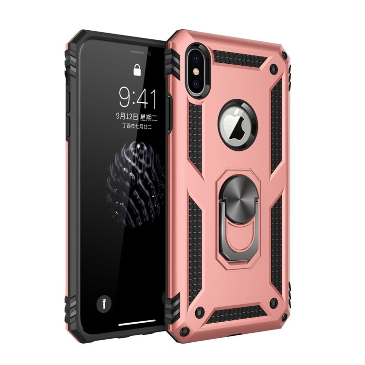 For iPhone XS Max Armor Shockproof TPU + PC Protective Case with 360 Degree Rotation Holder