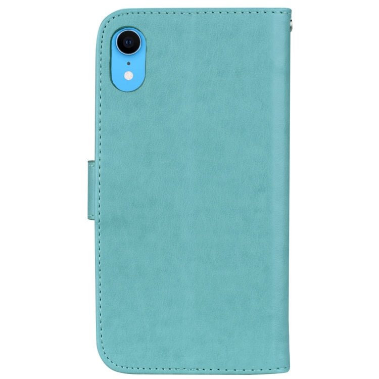 For iPhone XR Rose Embossed Horizontal Flip PU Leather Case, with Holder & Card Slots & Wallet