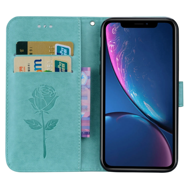 For iPhone XR Rose Embossed Horizontal Flip PU Leather Case, with Holder & Card Slots & Wallet