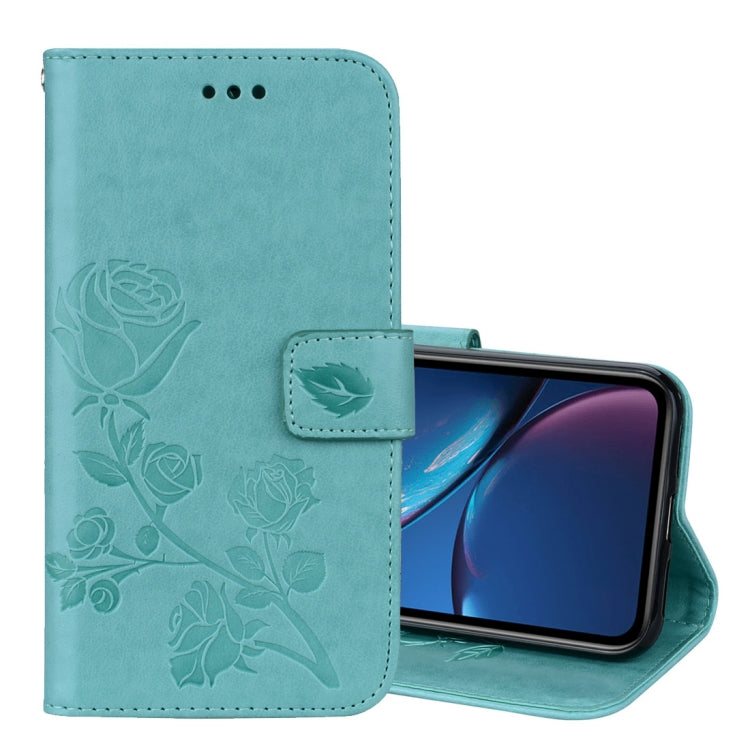 For iPhone XR Rose Embossed Horizontal Flip PU Leather Case, with Holder & Card Slots & Wallet