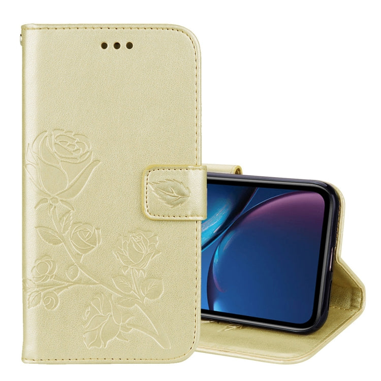 For iPhone XR Rose Embossed Horizontal Flip PU Leather Case, with Holder & Card Slots & Wallet