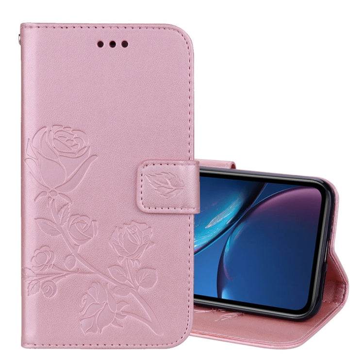 For iPhone XR Rose Embossed Horizontal Flip PU Leather Case, with Holder & Card Slots & Wallet