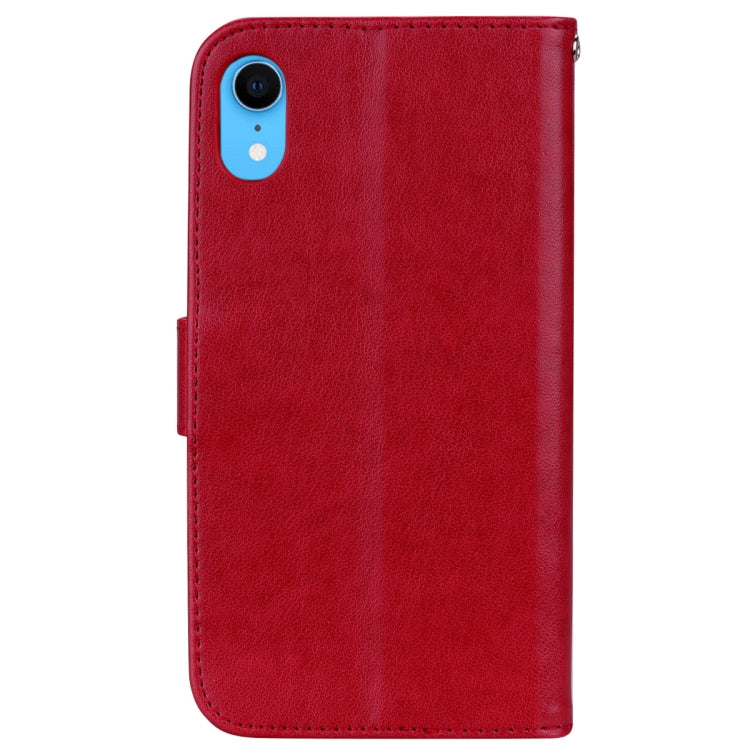 For iPhone XR Rose Embossed Horizontal Flip PU Leather Case, with Holder & Card Slots & Wallet