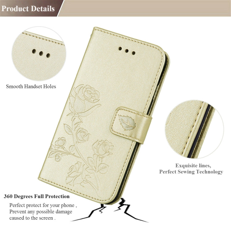 For iPhone XR Rose Embossed Horizontal Flip PU Leather Case, with Holder & Card Slots & Wallet