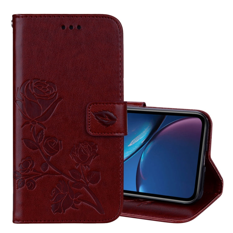 For iPhone XR Rose Embossed Horizontal Flip PU Leather Case, with Holder & Card Slots & Wallet