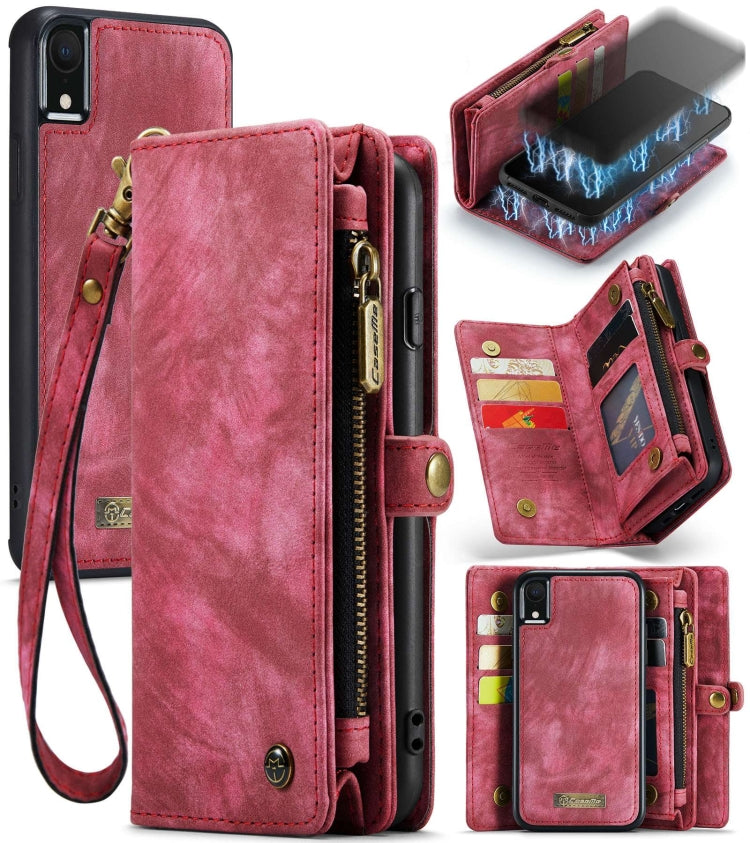 For iPhone XR CaseMe Detachable Multifunctional Horizontal Flip Leather Case with Card Slot & Holder & Zipper Wallet & Photo Frame