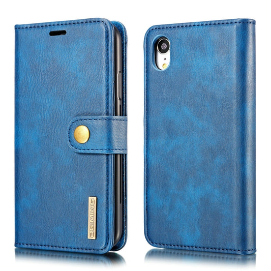 For iPhone XR DG.MING Crazy Horse Texture Flip Detachable Magnetic Leather Case with Holder & Card Slots & Wallet