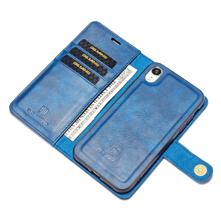 For iPhone XR DG.MING Crazy Horse Texture Flip Detachable Magnetic Leather Case with Holder & Card Slots & Wallet