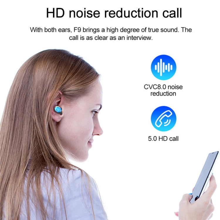 F9-9 TWS CVC8.0 Noise Cancelling Bluetooth Earphone with Charging Box, Support Touch Lighting Effect & Three-screen LED Power Display & Power Bank & Mobile Phone Holder & HD Call & Voice Assistant, F9-9 Black, F9-9 Dark Blue, F9-9 Pink, F9-9 Blue...