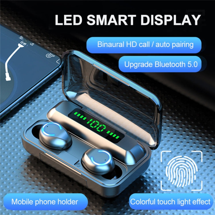 F9-9 TWS CVC8.0 Noise Cancelling Bluetooth Earphone with Charging Box, Support Touch Lighting Effect & Three-screen LED Power Display & Power Bank & Mobile Phone Holder & HD Call & Voice Assistant, F9-9 Black, F9-9 Dark Blue, F9-9 Pink, F9-9 Blue...