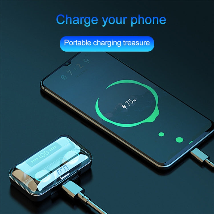 F9-9 TWS CVC8.0 Noise Cancelling Bluetooth Earphone with Charging Box, Support Touch Lighting Effect & Three-screen LED Power Display & Power Bank & Mobile Phone Holder & HD Call & Voice Assistant, F9-9 Black, F9-9 Dark Blue, F9-9 Pink, F9-9 Blue...
