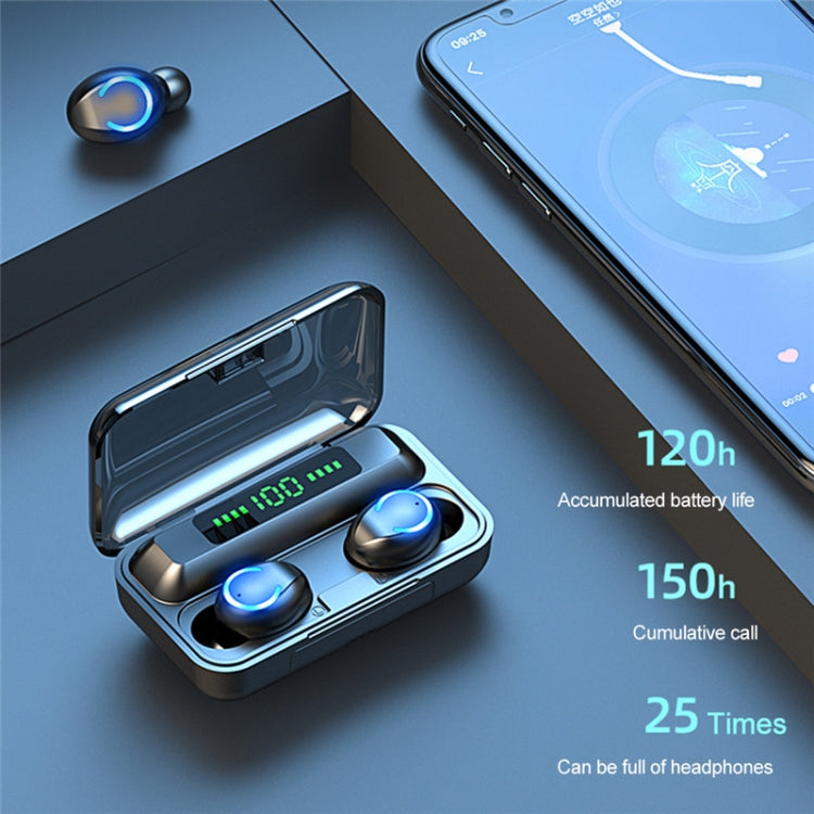 F9-9 TWS CVC8.0 Noise Cancelling Bluetooth Earphone with Charging Box, Support Touch Lighting Effect & Three-screen LED Power Display & Power Bank & Mobile Phone Holder & HD Call & Voice Assistant, F9-9 Black, F9-9 Dark Blue, F9-9 Pink, F9-9 Blue...