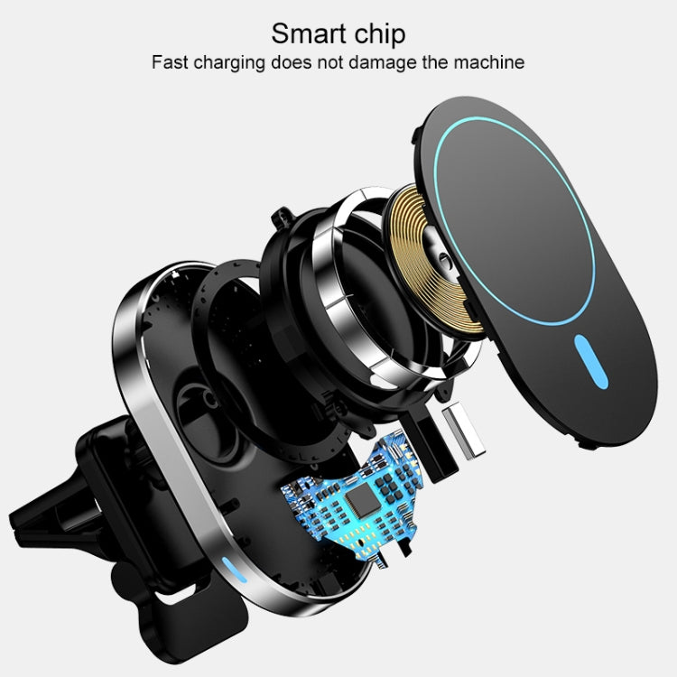 JJT-968 15W Max Output Magnetic Car Air Outlet Bracket Wireless Charger