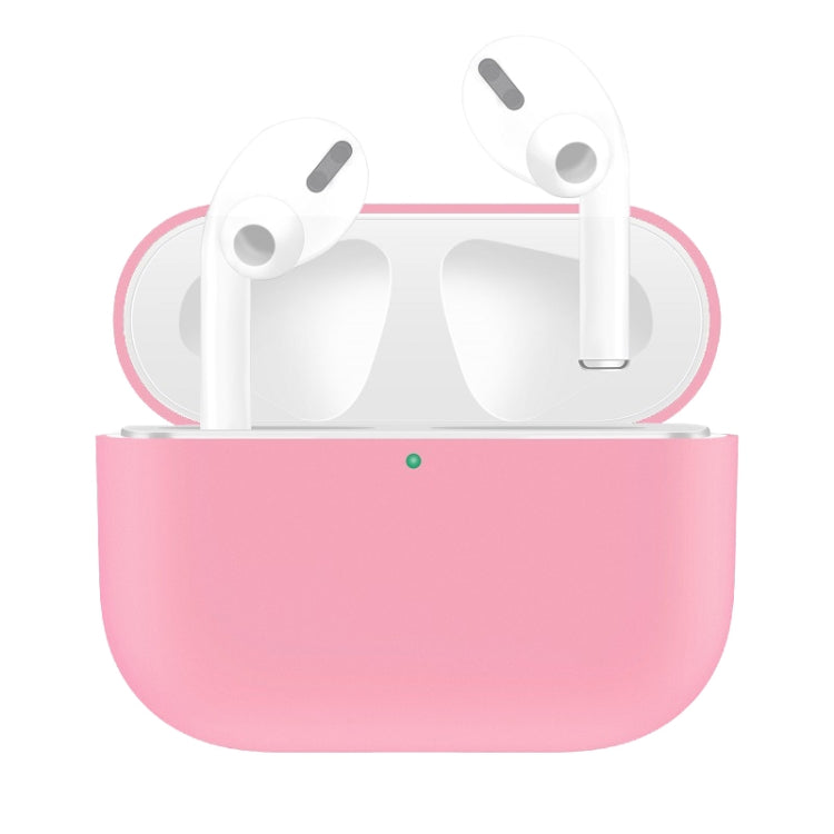 For AirPods Pro Solid Color Silicone Earphone Protective Case, Light Purple, Red, Black, White, Yellow, Pink, Green, Grey, Watermelon Red