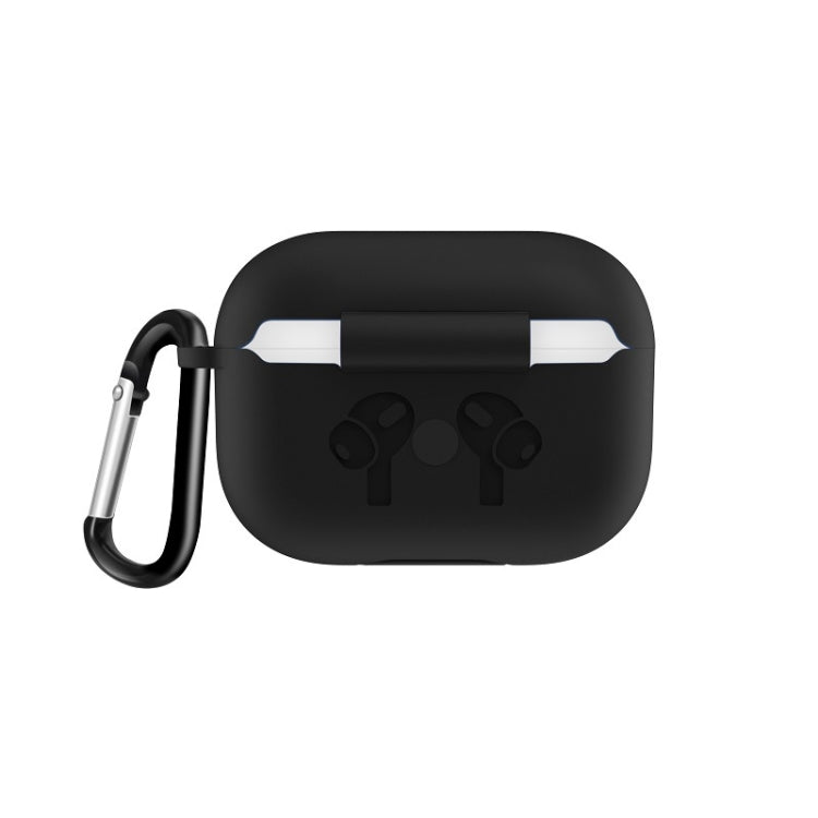 For AirPods Pro Silicone Flip Cover Earphone Protective Case with Anti-drop Buckle, Grey, Black