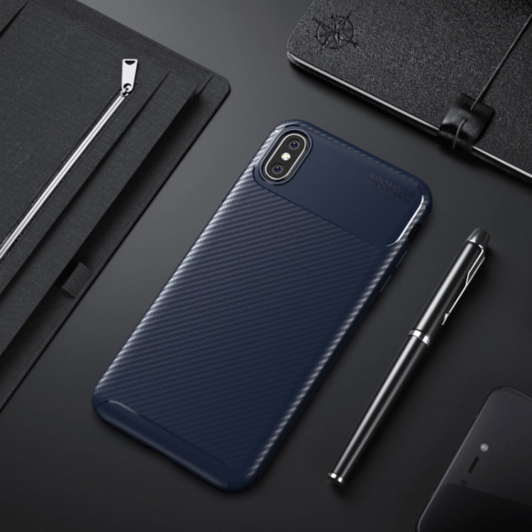 For iPhone X / XS Beetle Shape Carbon Fiber Texture Shockproof TPU Case