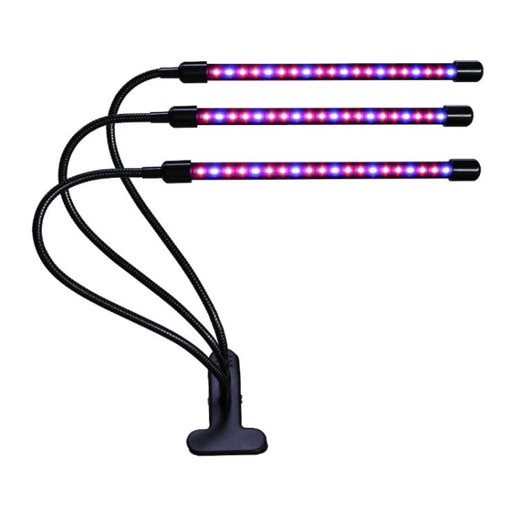 30W Triple Heads Adjustable Spectrum Timing LED Lamp for Plant Growth Lighting, USB Plug DC 5V