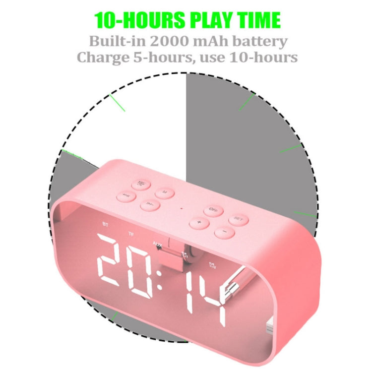 AEC BT501 Bluetooth 5.0 Mini Speaker with LED & Alarm Clock & Clock & Mirror, Support 32G TF Card
