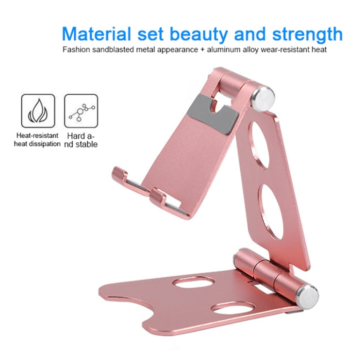 ROOSTAND R2 Aluminum Alloy Mobile Desktop Tablet Bracket Double Folding Lazy Artifact, Size: 6.4x7x9cm, R2 Black, R2 Champagne Gold, R2 Rose Gold, R2 Rose Red, R2 Silver