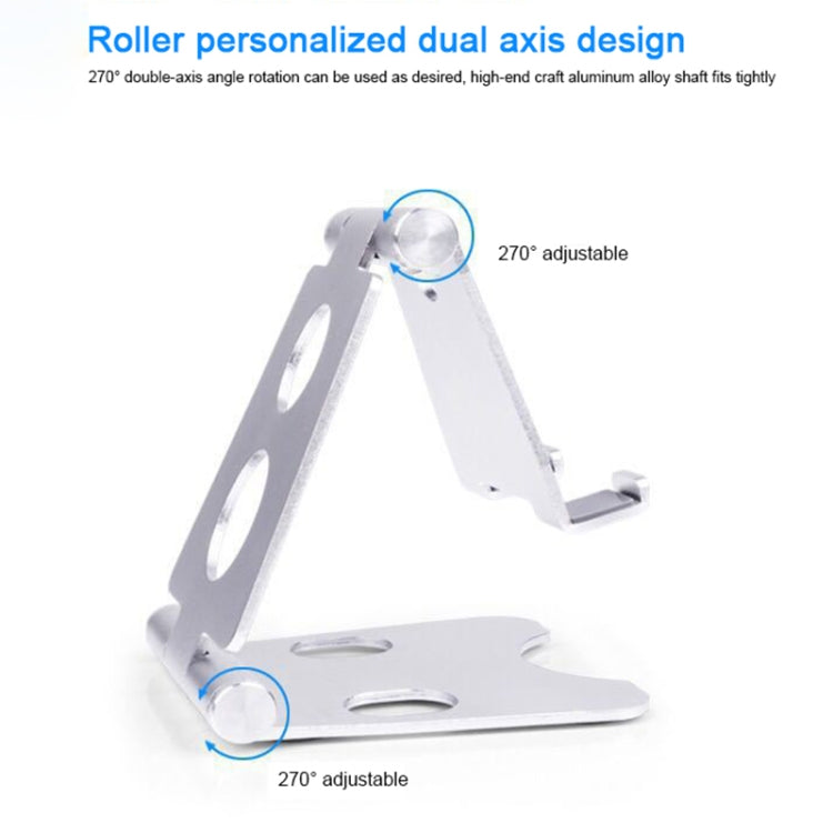 ROOSTAND R2 Aluminum Alloy Mobile Desktop Tablet Bracket Double Folding Lazy Artifact, Size: 6.4x7x9cm, R2 Black, R2 Champagne Gold, R2 Rose Gold, R2 Rose Red, R2 Silver