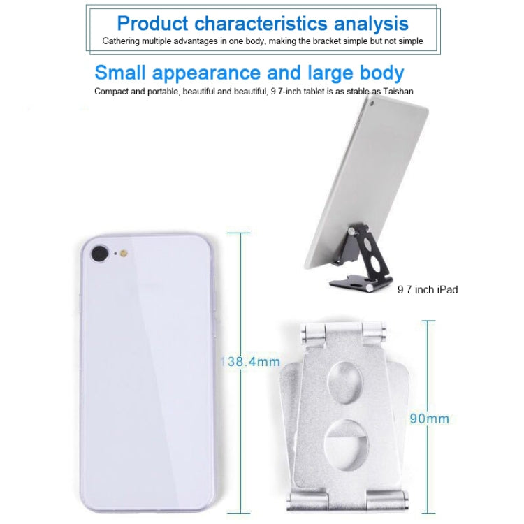 ROOSTAND R2 Aluminum Alloy Mobile Desktop Tablet Bracket Double Folding Lazy Artifact, Size: 6.4x7x9cm, R2 Black, R2 Champagne Gold, R2 Rose Gold, R2 Rose Red, R2 Silver