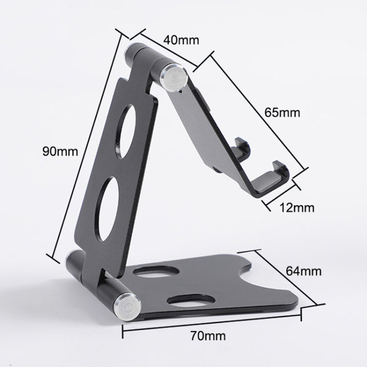 ROOSTAND R2 Aluminum Alloy Mobile Desktop Tablet Bracket Double Folding Lazy Artifact, Size: 6.4x7x9cm, R2 Black, R2 Champagne Gold, R2 Rose Gold, R2 Rose Red, R2 Silver