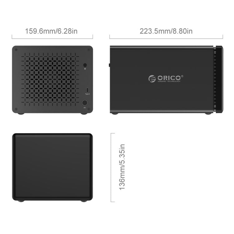 ORICO NS500-RC3 5-bay USB-C / Type-C 3.1 to SATA External Hard Disk Box Storage Case Hard Drive Dock with Raid for 3.5 inch SATA HDD, Support UASP Protocol, USB 3.1 Type-C to SATA with Raid