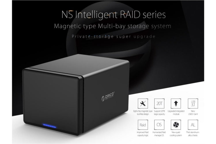 ORICO NS500-RC3 5-bay USB-C / Type-C 3.1 to SATA External Hard Disk Box Storage Case Hard Drive Dock with Raid for 3.5 inch SATA HDD, Support UASP Protocol, USB 3.1 Type-C to SATA with Raid